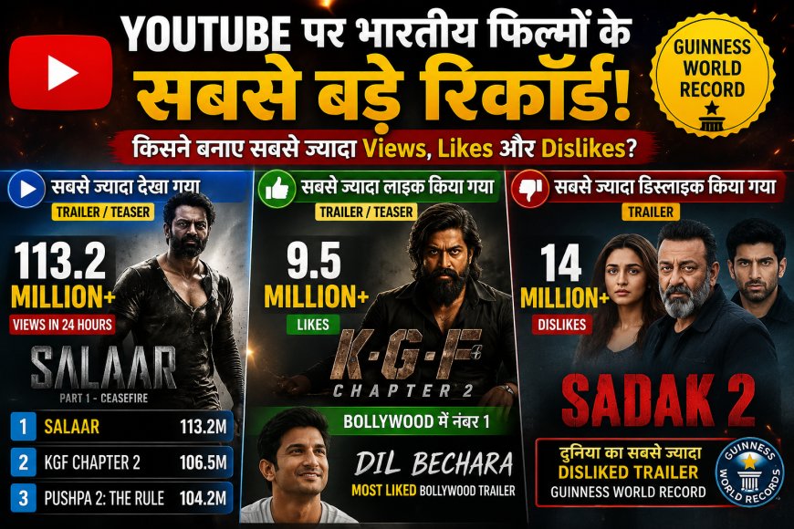 YouTube पर भारतीय फिल्मों के ट्रेलर्स के सबसे बड़े रिकॉर्ड, किसने बनाए सबसे ज्यादा Views, Likes और Dislikes?